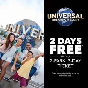 Promotion billets Universal Orlando 3 jours + 2 gratuits